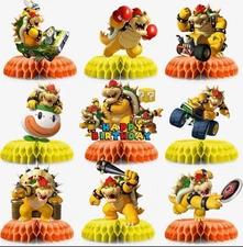 Mario Birthday Party Supplies, 9pcs Honeycomb Centerpieces for Mario Party Decor