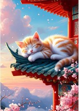 DPHERO Sleeping Cat Diamond Painting Kits for Beginners Adults,5D DIY Orange Cat