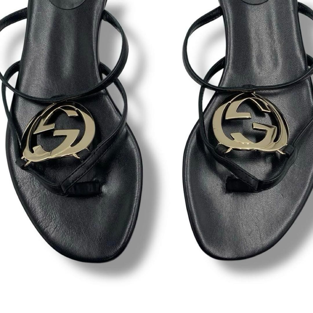 Gucci Thong Sandals Black Leather With Logo Size 35.5 US About5.5 For Women thumbnail 20