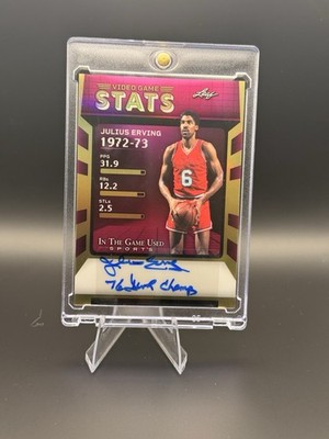 2025 Leaf Julius Erving Auto 6/8 76ers Champs Inscription Dr J Video Game Stats