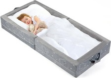 Portable Toddler Travel Bed Foldable Soft Foam Floor Crib Gery