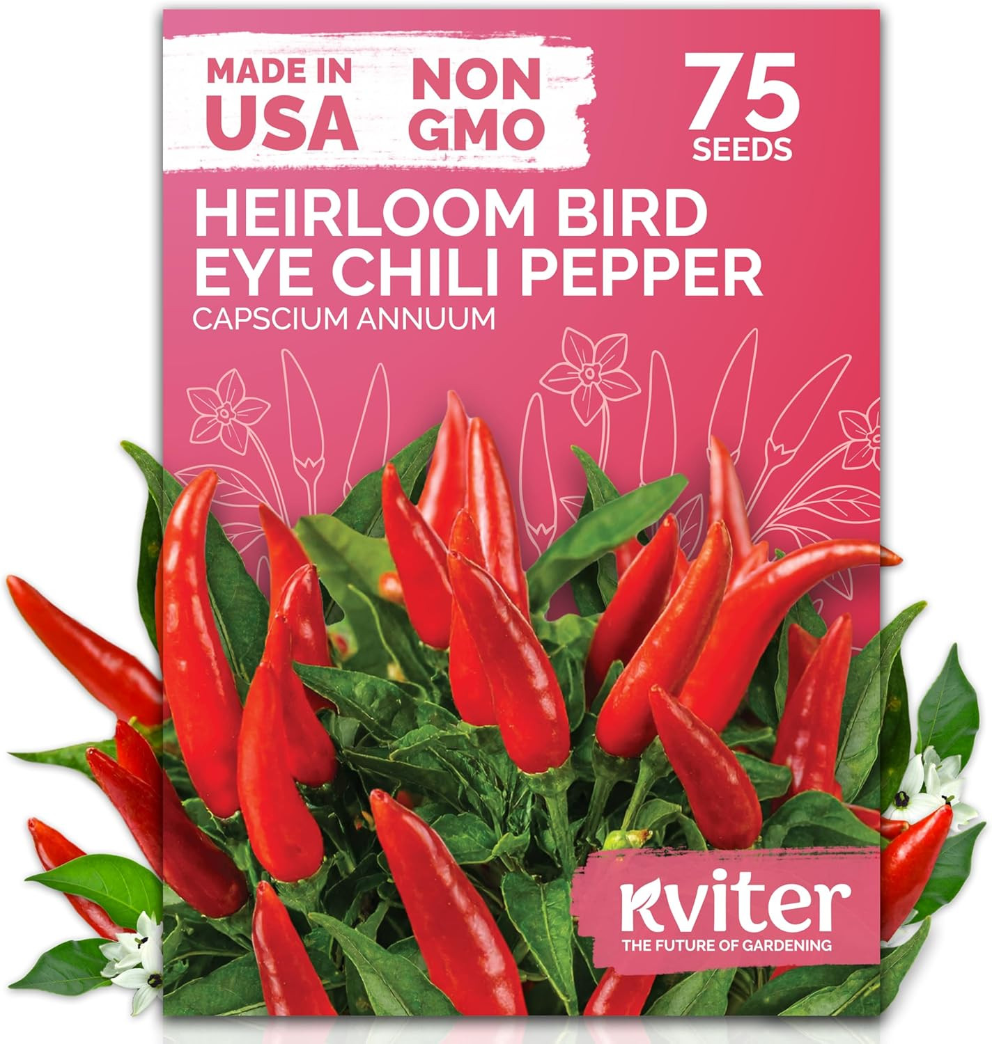 75 Birds Eye Chili Pepper Seeds for Planting (Capsicum Annuum) — Thai Chili Red