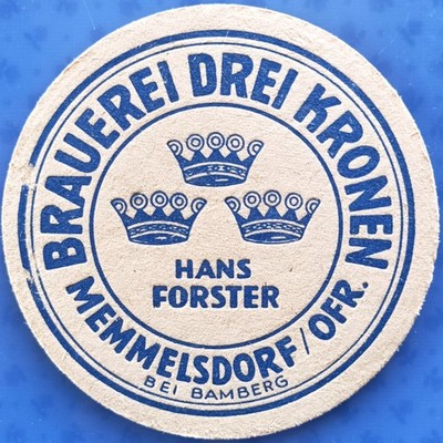Old beer mat brewery Drei Kronen Memmelsdorf/Ofr. near Bamberg around 1954
