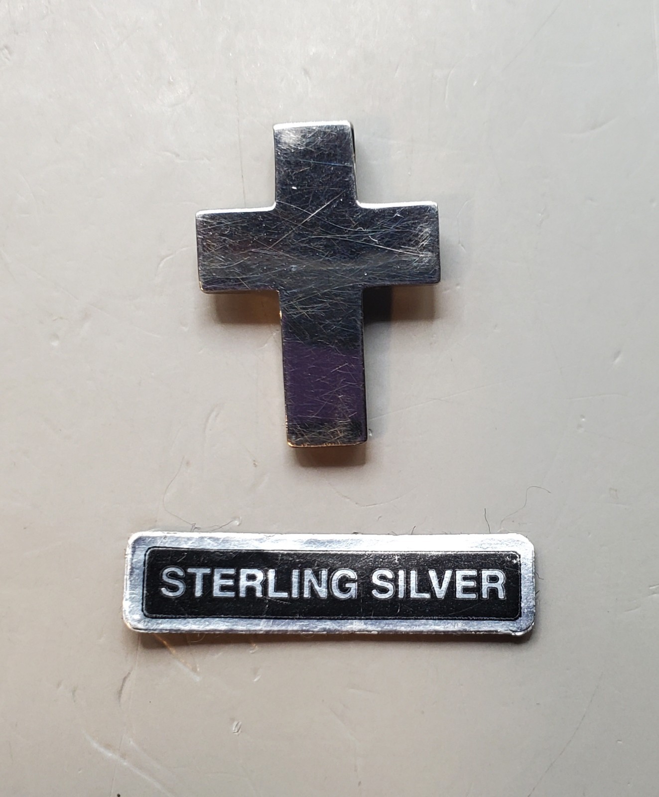 925 Marked Solid Sterling Sterling Cross Pendant … - image 1