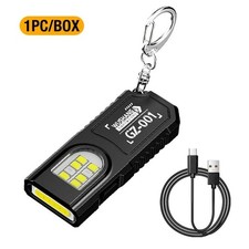 Powerful Mini LED Keychain Flashlight USB Rechargeable Waterproof EDC SOS Light