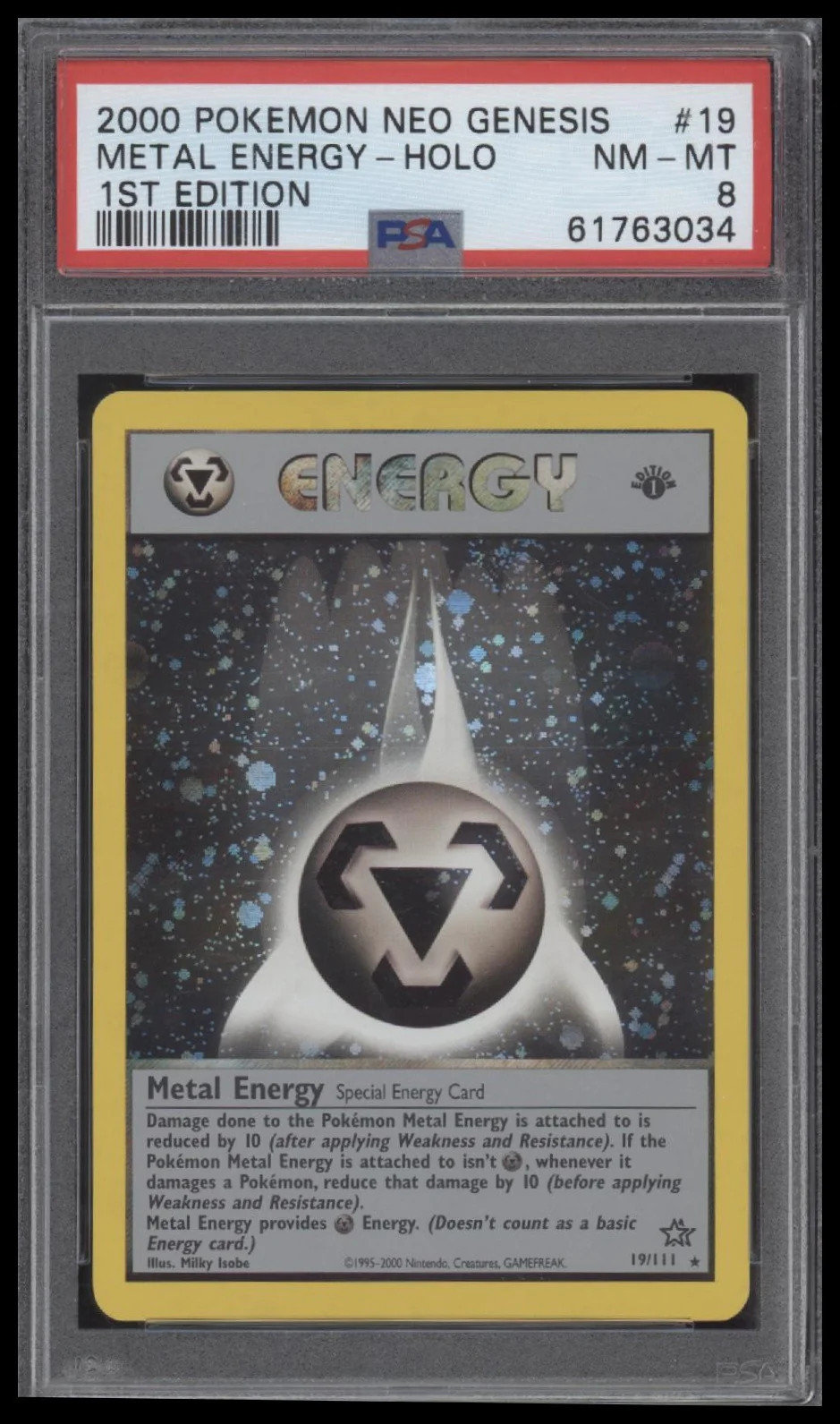 Metal Energy-Holo 2000 Pokemon Neo Genesis 1st Edition #19 1st Edition PSA 8
