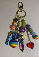 New Artisan Beaded Handbag Jewelry Bag Charm SMALL purse Keychain MULTICOLORED
