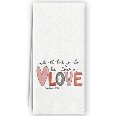 Christian Valentines Kitchen Hand Towels 16x24 Inch Pink Heart Love Dish
