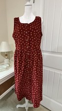 Vintage LL Bean Womens Preppy Cottage Core Corduroy Floral Maroon Sz 10 Dress