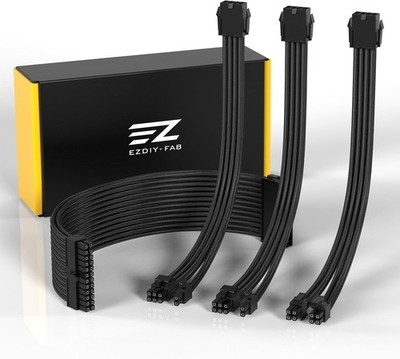 EZDIY-FAB PSU Verlängerungskabel Ummantelt Custom Mod PC Stromversorgungskabe...