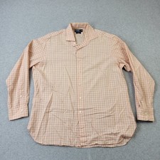 Polo Ralph Lauren Shirt Mens 17-34 Regent Custom Fit Check Peach Button Up