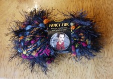 Lion Brand Fancy Fur Eyelash Yarn SUNRISE  Black w/ Colorful Kernal Bursts #265