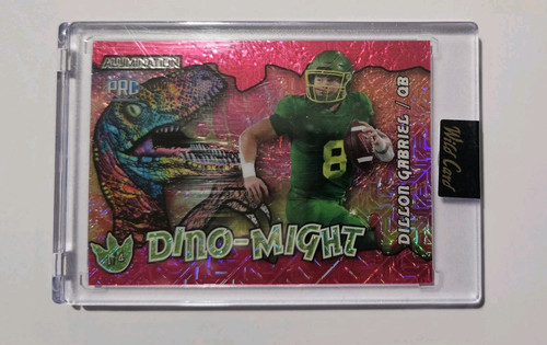 Dillon Gabriel 2023 Wild Card Alumination Dino-Might Pink Rainbow Foil 1/4 PRC