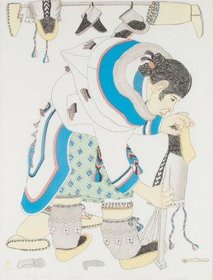 Kananginak Pootoogook Stretching Kamiks 1987