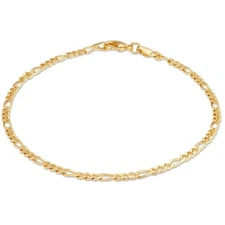 VFK 18K Gold Plated Figaro Anklet – 4mm Chain Ankle Bracelet for Women, 10 Inch