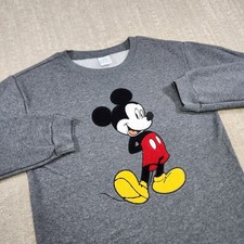 Disney Mickey Mouse Sweatshirt Women Medium Gray Crewneck Fleece