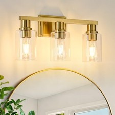 3-Light Bathroom Vanity Light,Bathroom Light Fixtures Vintage 3 Lights Gold