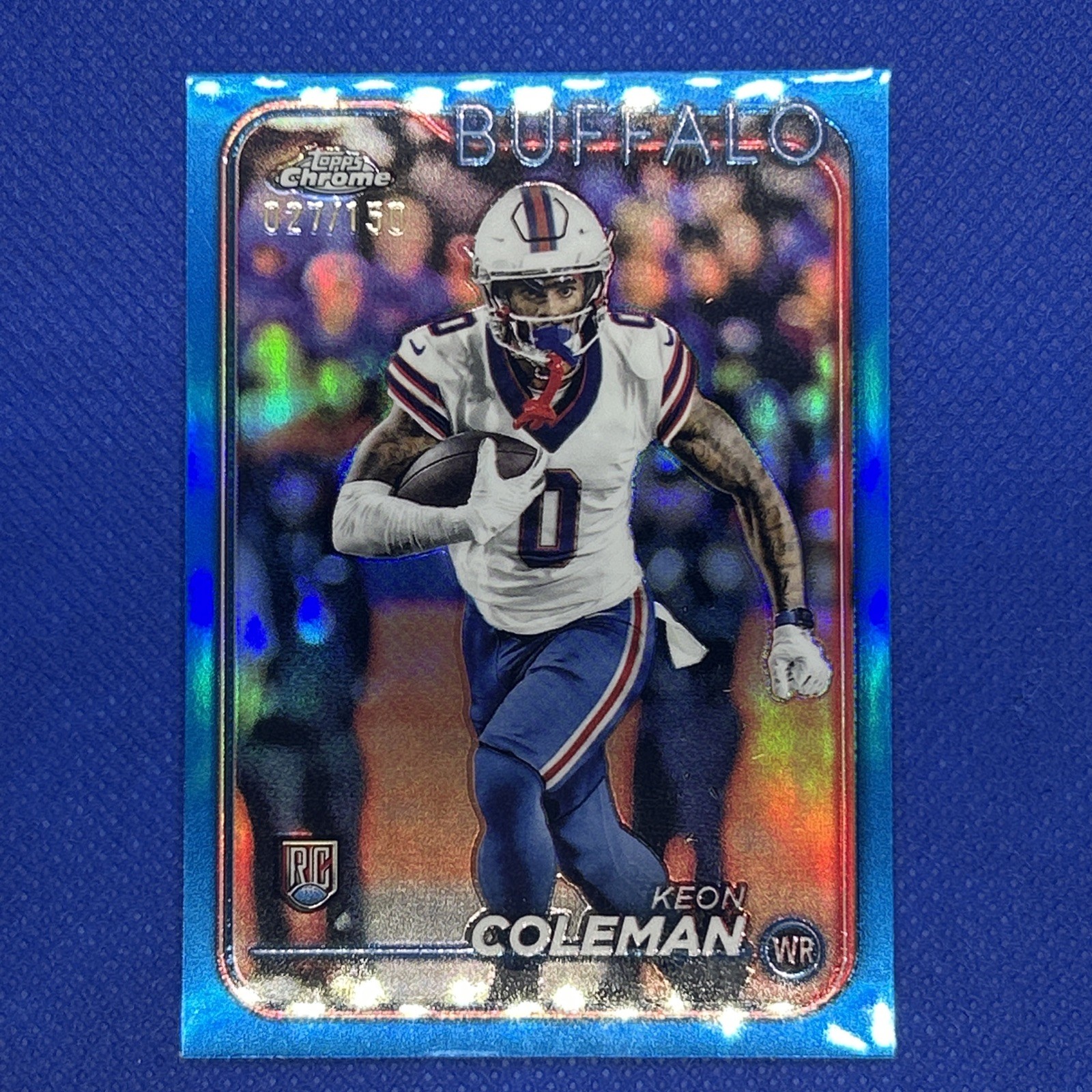 2024 Topps Chrome - Rookies Keon Coleman #209 Blue Refractor /150 (RC)