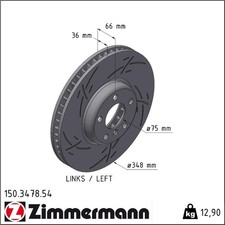 Zimmermann 150.3478.54 Bremsscheibe für BMW 5 6 7 F13 F12 F06 F01 F02 F03 F04