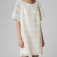 GAP White Eyelet Lace Overlay Shift Mini Dress Size XS