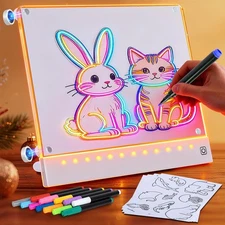 Rechargeable LED Drawing Board for Kids with Tracing Pages, Lumi Board Magnet...