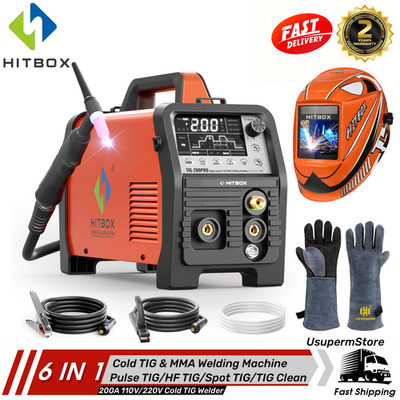 HITBOX 200A 6in1 Cold Welding Machine Pulse/HF/Spot/Cold TIG MMA Welder Home DIY