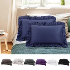 Pure Cotton Ruffled Pillowcases 2 Pcs Soft Envelope Closure