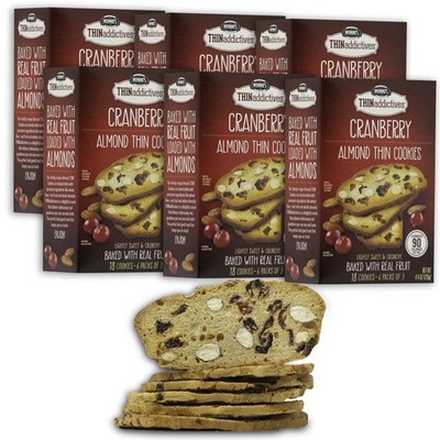 Thin Addictives Cranberry Almond Thins, 4.4 Ounce Pack of 6
