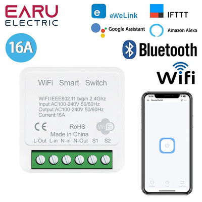 Tuya Ewelink Wifi Zigbee 16A 2 Way DIY Mini Wifi Smart Switch Breaker Module Tim