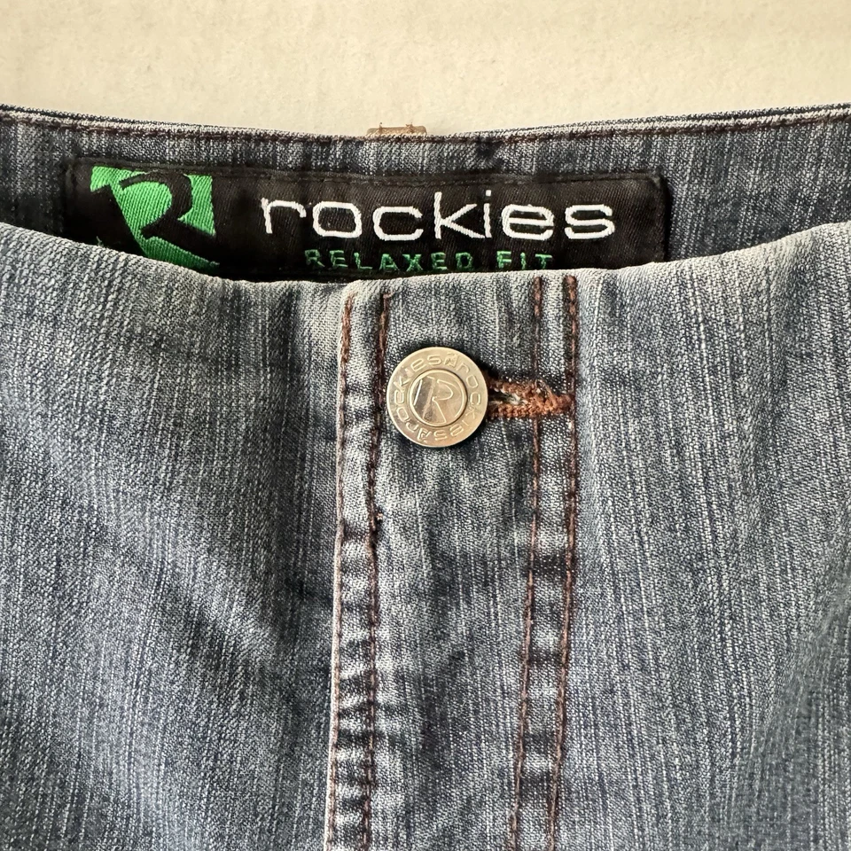 Pantalones de mezclilla vintage Rockies Bareback calce relajado azul con detalles de cuero 31L Foto 4 de 4