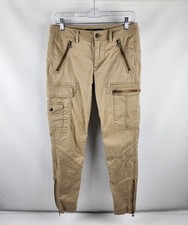 Polo Ralph Lauren Womens Pants 8 Tan VTG Cargo Pants Ankle Zip 30x29 