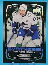 2023 UPPER DECK ENGRAINED #S-24 QUINN HUGHES SYNTHESIS GREEN