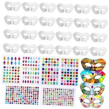 Paper Mache DIY Masquerade Masks with Gem Sticker 48 Half Face