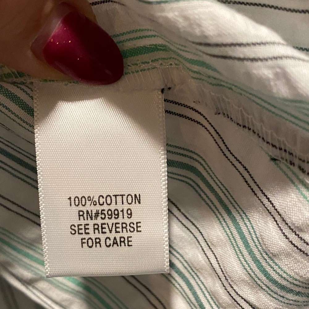 Croft & Barrow Mint Stripe Shirt Cotton Button Down Casual Work Top NWT L image 5