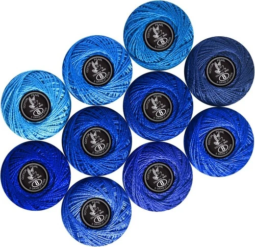 colored bird Crochet Thread 10 Balls Size 8 for size8, Blue Series 