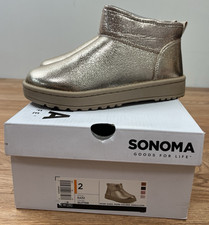 Sonoma Kazz Youth Girls Size 2 Glitter Ankle Boots Faux Fur Lined NEW