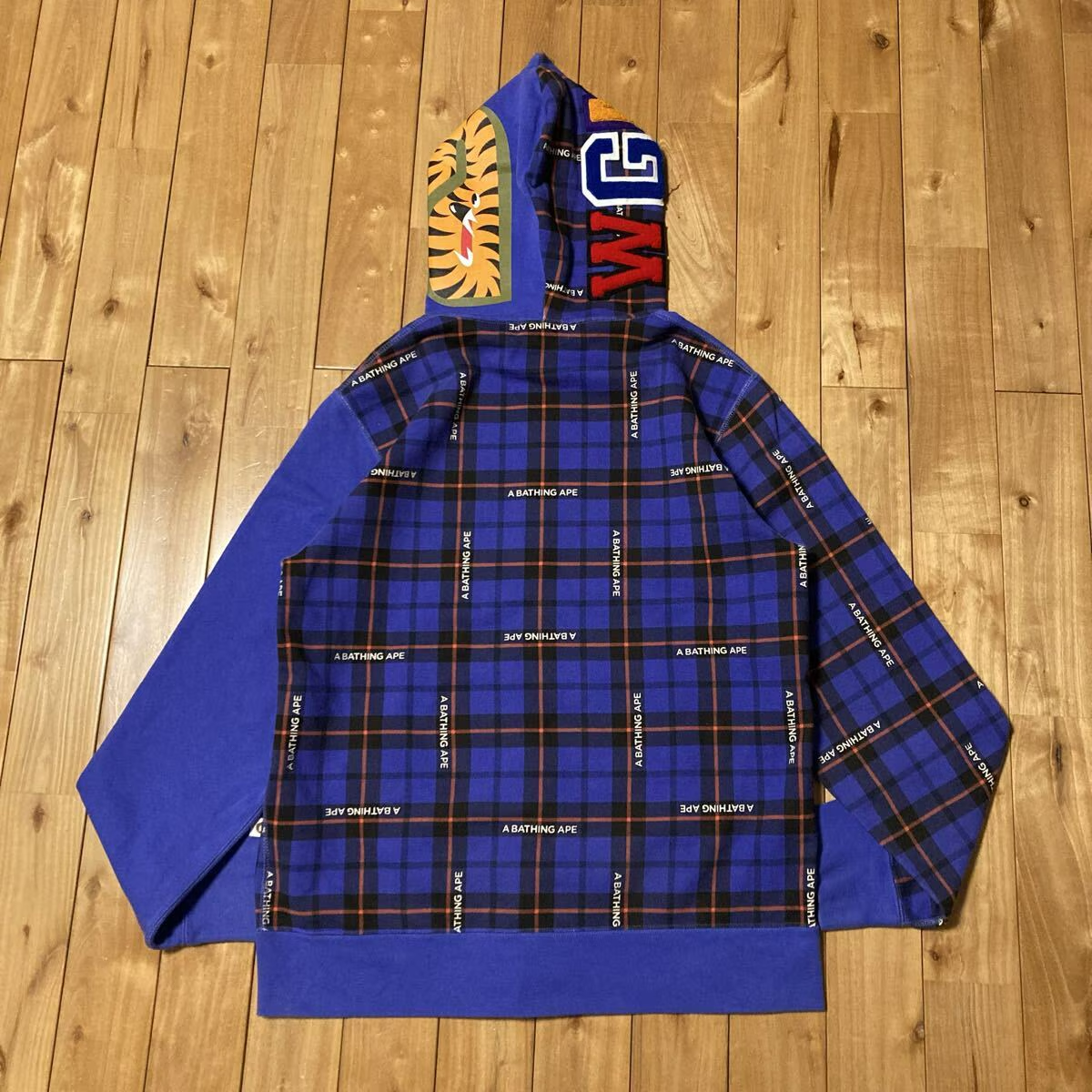 BAPE Check Crazy Shark Full Zip Hoodie A Bathing Ape Size XL | eBay