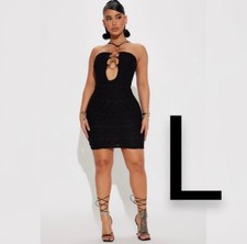 🆕Fashion Nova Black Loretta Mini Dress~Size L