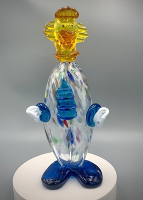 Hand Blown Aventurrine Style Art Glass Clown.