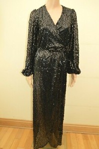 New Lipsy Abbey Clancy Black Sequin Wrap Long Sleeve Maxi Dress UK 6 8 10 14 16 | eBay