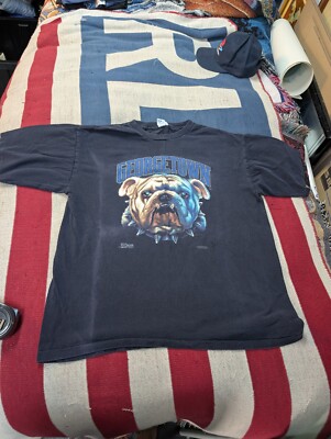Vintage 90s Georgetown Hoyas Salem T-Shirt XL Patrick Ewing Bulldog 1991 Intense