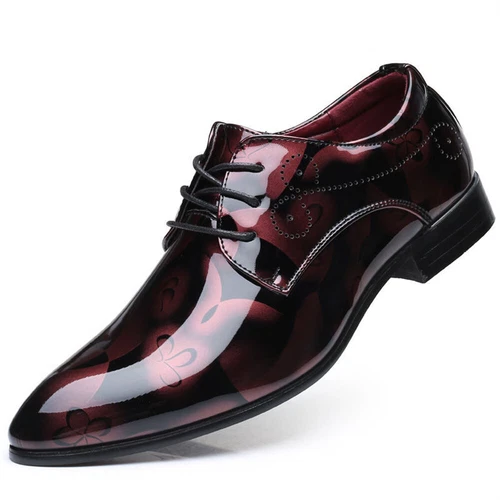 Herren Kunstleder Smoking Elegant Schuhe Klassisch Schnürung Formell Oxford - Bild 1 von 17