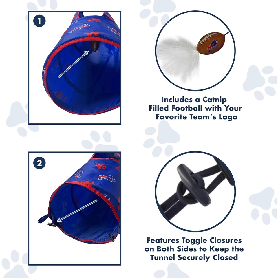 Pets First NFL Cat Tunnel Tube Toy & Plush Football Toy Filled with Catnip - Image 4 of 4