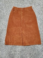 Vintage Wrangler Rust Orange Corduroy A Line Skirt Pocket Made in USA Size 12