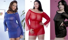 Plus Size Babydoll Chemise Dress Thong Panty 1X 2X 3X 4X 5X 6X Red Black Blue