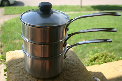TOOLS Brand Professional 3 qt. Double Boiler W/Steamer Insert Stainless Steel 