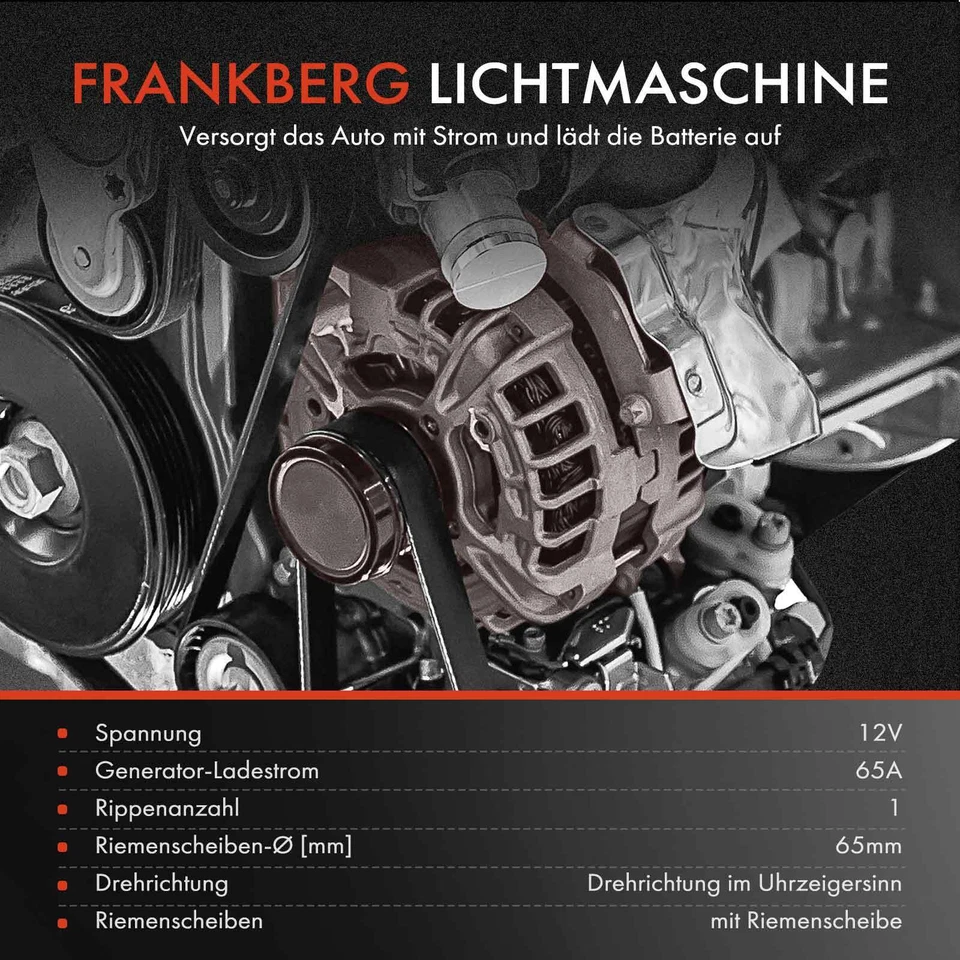 Alternator Generator 65A For Audi 80 100 VW Golf 1 2 Passat Transporter Seat - Image 3 of 4