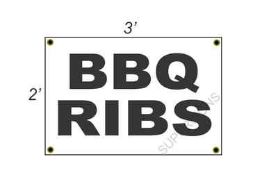 2x3 BBQ RIBS Black & White Banner Sign NEW Discount Size & Price 