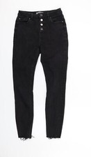 Denim & Co. Damen schwarz Baumwollmischung Skinny Jeans Gr&ouml;&szlig;e 10 L28 Knopf