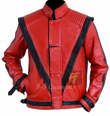 Thriller Michael Jackson Mens Real Leather Biker Jacket | eBay